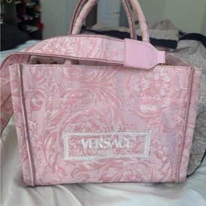 Versace Pink Jacquard Baroque Tote-Small